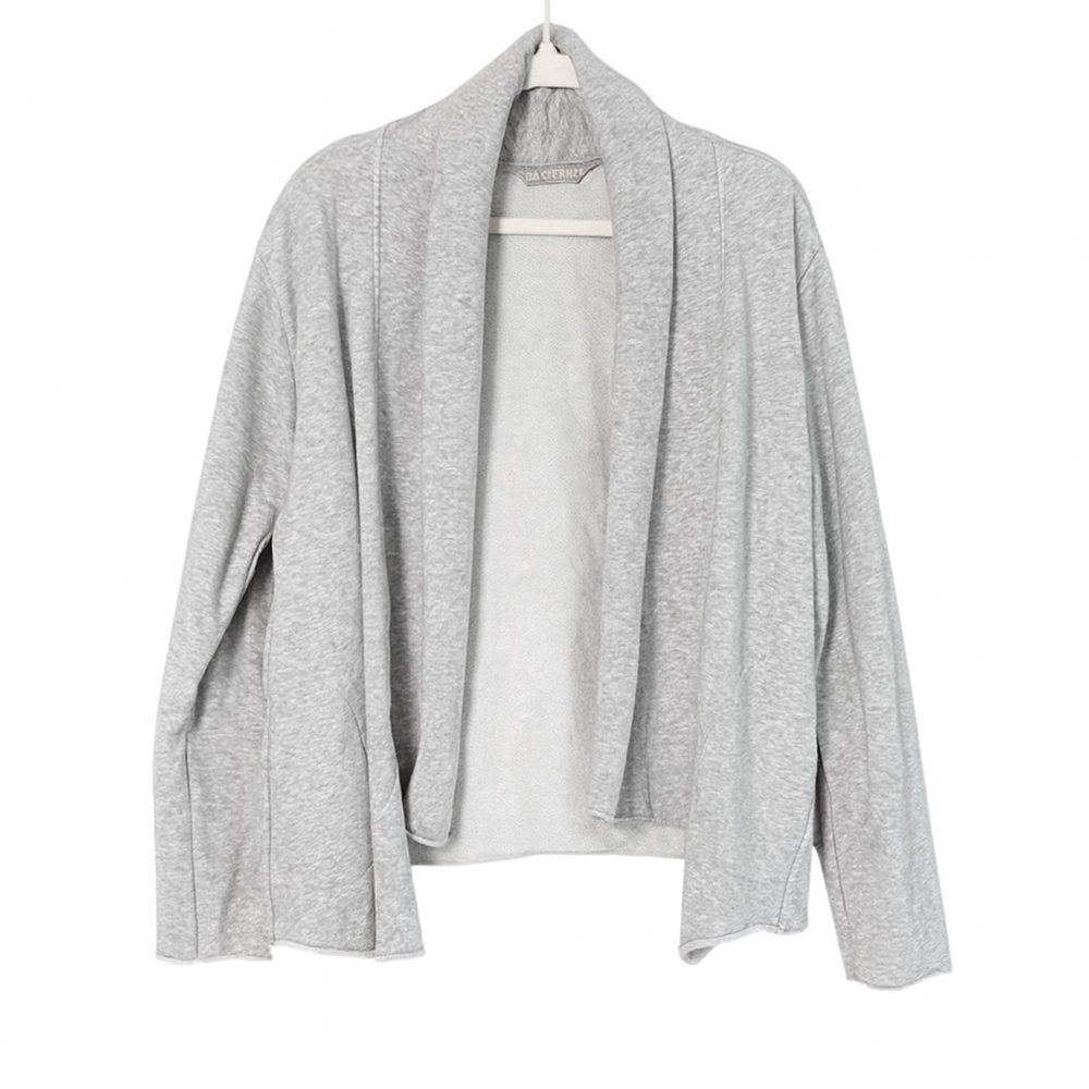 Athleta Heather Gray Knit Shawl Collar Cardigan Size M L Cozy Layer